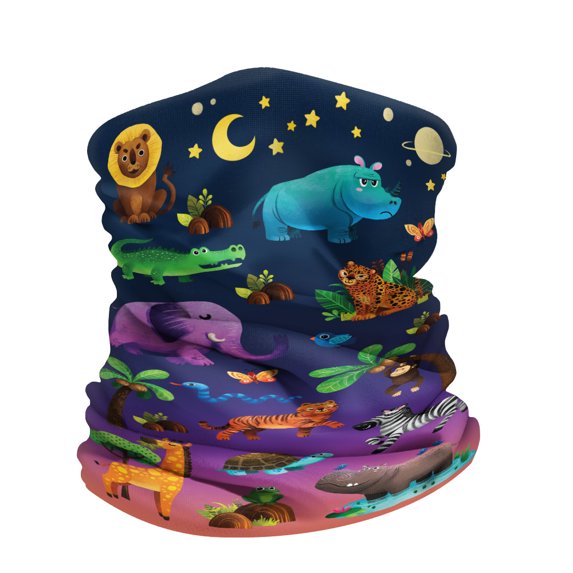 WIRESTER Bandana Seamless Tube Mask, Headwear, Scarf for Wear Face Coverings, Running, Cycling, Fishing, UV Protection - Jungle Safari Night Adventure