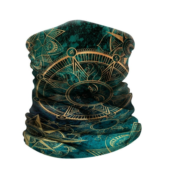 WIRESTER Bandana Seamless Tube Mask, Headwear, Scarf for Wear Face Coverings, Running, Cycling, Fishing, UV Protection - Teal Bohemian Flowers Compass