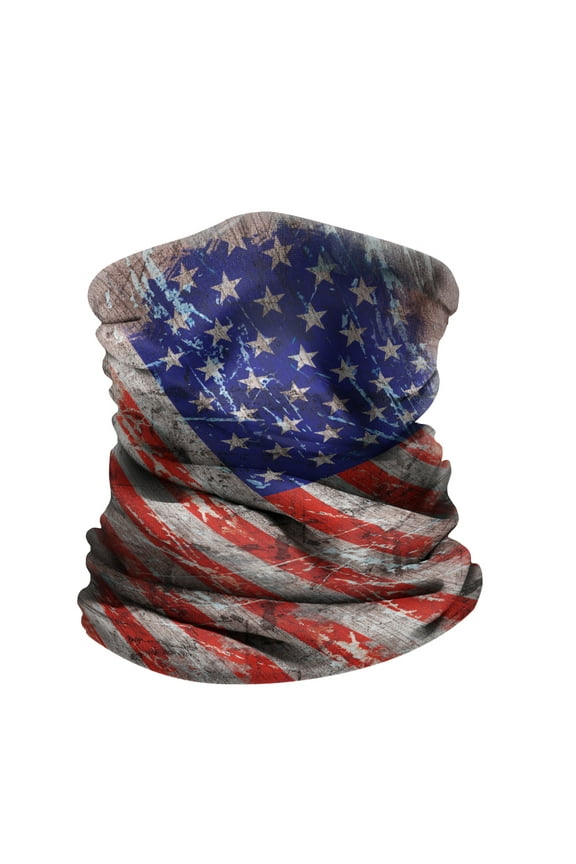Bandana Seamless Tube Mask, Headwear, Scarf for Wear Face Coverings, Running, Cycling, Fishing, UV Protection - Wood Vintage American USA Flag