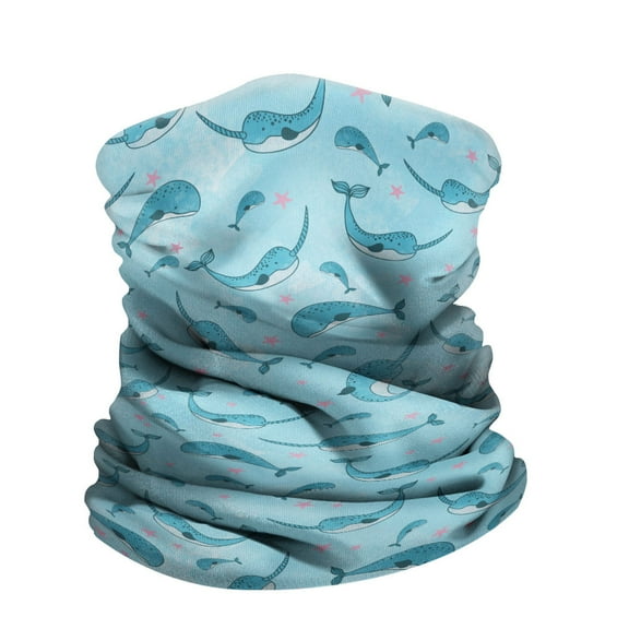 WIRESTER Bandana Seamless Tube Mask, Headwear, Scarf for Wear Face Coverings, Running, Cycling, Fishing, UV Protection - Narwhals Pattern