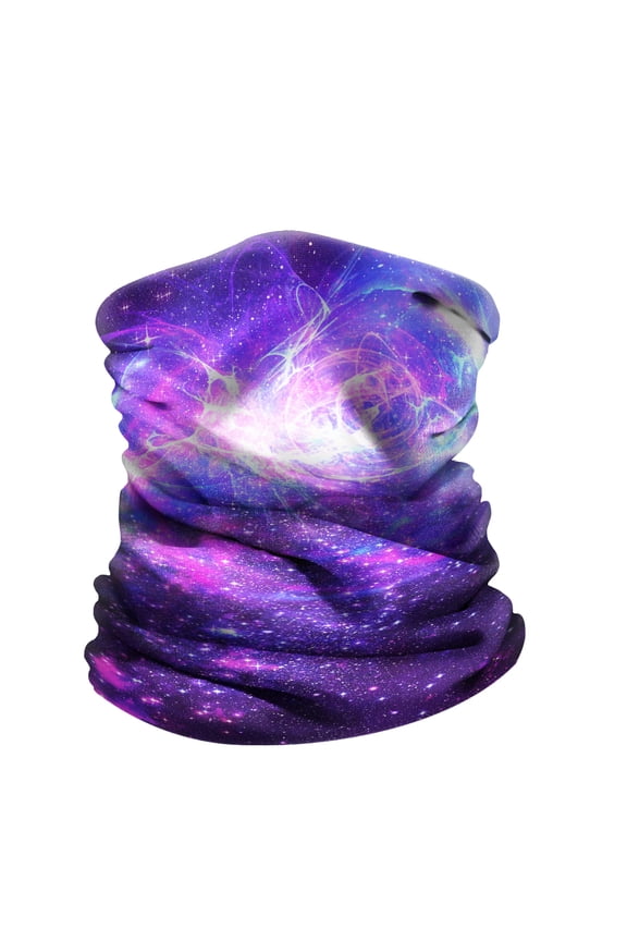 Bandana Seamless Tube Mask, Headwear, Scarf for Wear Face Coverings, Running, Cycling, Fishing, UV Protection - Purple Stardust Boom