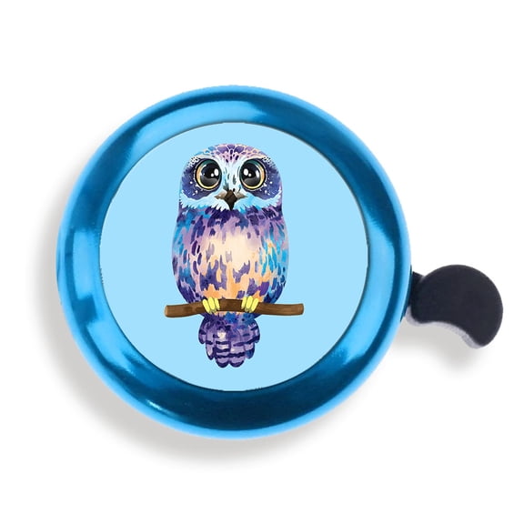 WIRESTER Bicycle Bell Aluminum Alloy Mini Bike Bell With Ring Horn Accessories for Adults Men Women Kids Girls and Boys - Blue Owl