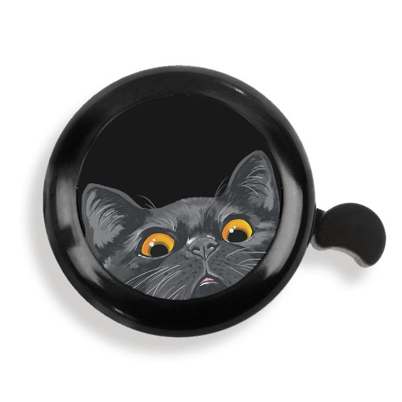 WIRESTER Bicycle Bell Black Aluminum Alloy Mini Bike Bell With Ring Horn Accessories for Adults Men Women Kids Girls and Boys - Animal Black Bombay Kitten Cat