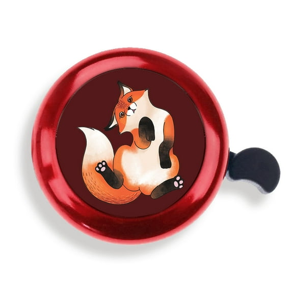 WIRESTER Bicycle Bell Red Aluminum Alloy Mini Bike Bell With Ring Horn Accessories for Adults Men Women Kids Girls and Boys - Funny Fox