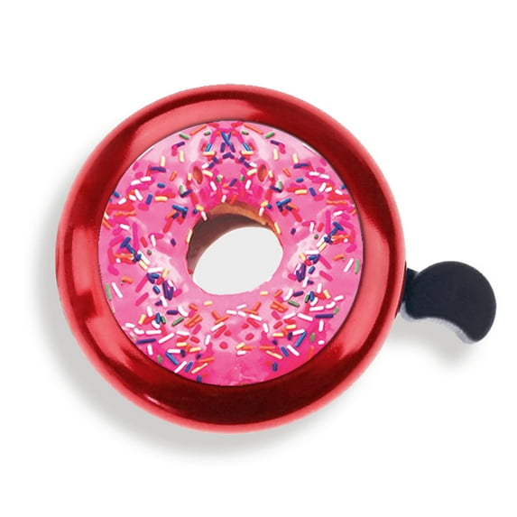 WIRESTER Bicycle Bell Red Aluminum Alloy Mini Bike Bell With Ring Horn Accessories for Adults Men Women Kids Girls and Boys - Pink Donut