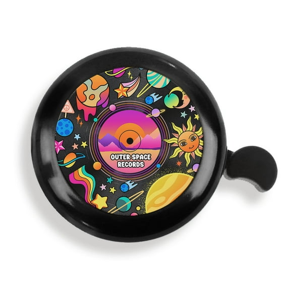 WIRESTER Black Bicycle Bell Aluminum Alloy Mini Bike Bell With Ring Horn Accessories for Adults Men Women Kids Girls and Boys - Outer Space Records