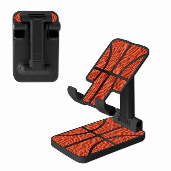 WIRESTER Black Foldable Phone Stand for Desk, Adjustable Portable Cell Phone Holder for iPhone 17, 16, 15, 14 and Android Smartphones - Basketball