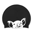 thumbnail image 1 of WIRESTER Black Silicone Swim Cap for Women Men Adults Kids Boys Girls, Silicone Waterproof Swimming and Bathing Caps for Long and Short Hair - Black (Baby Pig), 1 of 7