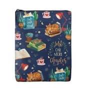 WIRESTER Book Sleeve with Zipper Canvas Book Protector Paperback Book Cover Washable Book Pouch with Pocket for Teen Adult Book Lover Gift - Just One More Chapter Book Lover
