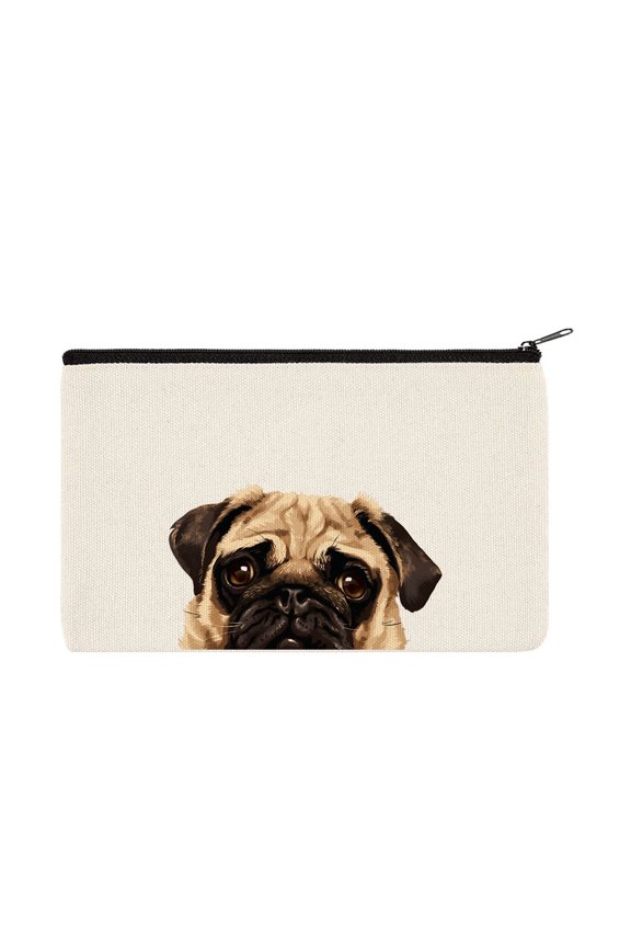 Canvas Cosmetic Bag, Makeup Bag, Cosmetic Pouch for Women - Animal Pug Puppy Dog