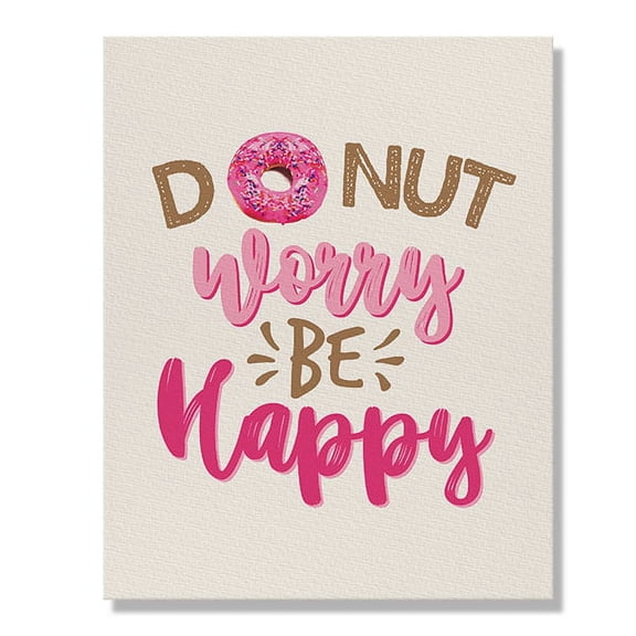 WIRESTER Canvas Prints Poster, 8 x 10 inch Wall Decor Canvas Artwork, Donut Worry Be Happy
