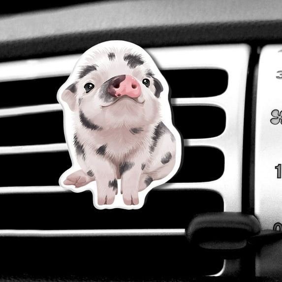 WIRESTER Car Air Freshener Fragrance Vent Clip Interior Decoration for Cars with Lemon Scented Pad - Nursery Black Spots Baby Pig Piglets