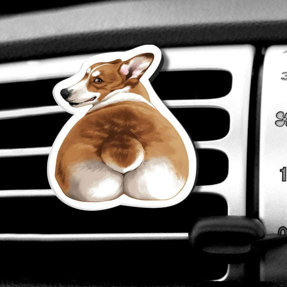 WIRESTER Car Air Freshener Fragrance Vent Clip Interior Decoration for Cars with Lemon Scented Pad - Pembroke Welsh Corgi Dog Butt Looking Back