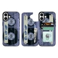 thumbnail image 1 of WIRESTER Case with Card Holder, RFID Blocking Wallet Case Durable PU Leather Kickstand Slim Heavy Duty Shockproof Protective Case for Apple iPhone 16 6.1" 2024, Retro Clear Cassette Tape Hip Hop, 1 of 7