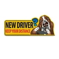 thumbnail image 1 of WIRESTER Caution New Driver Removable and Reusable Car Magnet Sticker Sign Reflective Vehicle Safety Sign for Student Drivers, 9.3 x 3.8" - New Driver Basset Hound Dog, 1 of 7