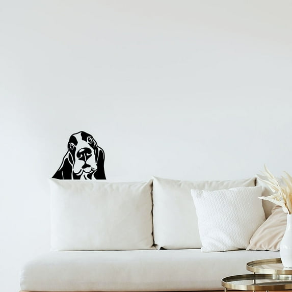 WIRESTER Clear Decal Vinyl Wall Sticker Decoration for Home Office Living Room Wall - Black Basset Hound Dog