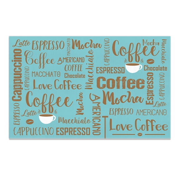 WIRESTER Coffee Mat - Coffee Bar Mat for Countertops Absorbent Hide Stain Rubber Backed Dish Drying Mat for Kitchen Counter - Teal Brown Coffee