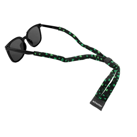 WIRESTER Cotton Eyewear Retainer Sunglass Strap, Elastic Neck Retainer Cord Lanyard for Eyeglasses & Sunglasses Holder Chain - Shamrock Clover Leaves