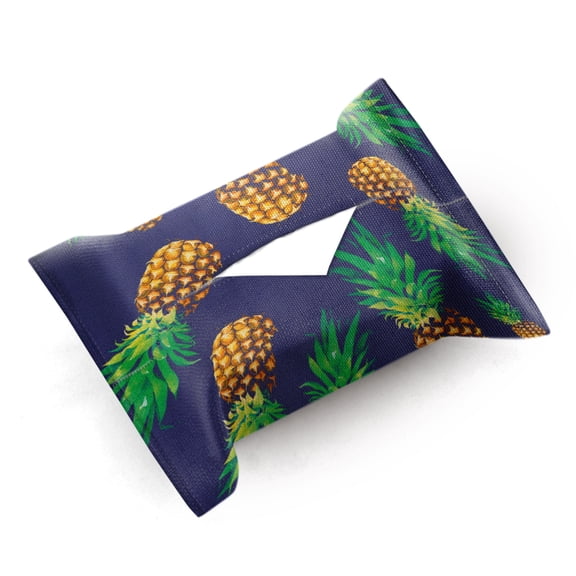 WIRESTER Cotton Linen Home Organizer Tissue Box Hanging Tissue Cover Storage Bag Pouch, Fly Pineapple Pattern Dark Blue