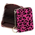 thumbnail image 1 of WIRESTER Credit Card Holder Wallets for Women RFID Blocking Credit Card Holder Zipper Card Case Wallet - Black/Hot Pink Leopard, 1 of 6