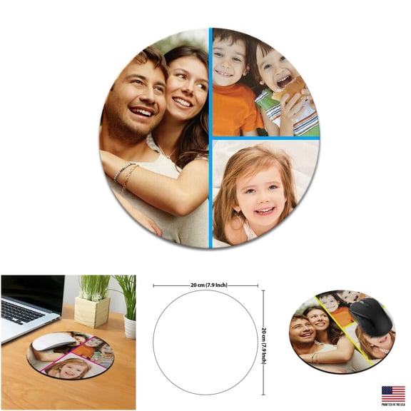 WIRESTER Custom Photo Mousepad with Round Frame - Non-Slip Cloth Mouse Pad for Home Office and Gaming