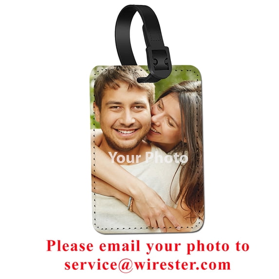 WIRESTER Customized Personalized Picture PU Leather Luggage Tags Privacy Label Flap Name Tag Suitcase Tag Bag Tag Business ID Card Holder Travel ID Tag for Travel Luggage Suitcase Baggage