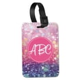 thumbnail image 1 of WIRESTER Customized Personalized Text PU Leather Luggage Tags for Travel Suitcase Baggage - Gliter Pink Blue Background & Rupture Extrude Line Text Font, 1 of 7