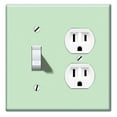 thumbnail image 1 of WIRESTER Double 1-Gang Toggle Light and 1-Gang Duplex Outlet Switch Plate/Wall Plate Cover, Solid Mint Green, 1 of 6