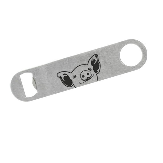 WIRESTER Double Side Engraved Prints Bottle Opener, Stainless Steel Beer Soda Can Opener - Baby Pig