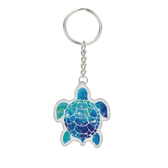 WIRESTER Double-Sided Print Acrylic Keychain Sparkle Glitter Key Chain for Keys, Cars, Motorcycles, Backpacks, Travel - Blue Sea Turtle