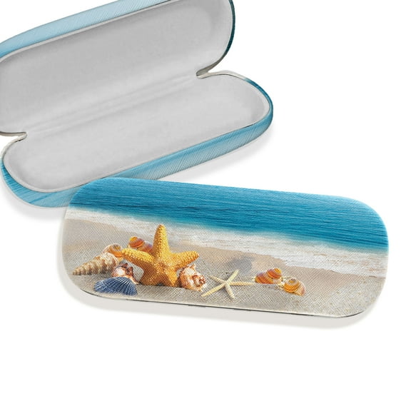 WIRESTER Durable Hard Clamshell Eyeglass Case with Microfiber Cloth - Seashells On The Beach
