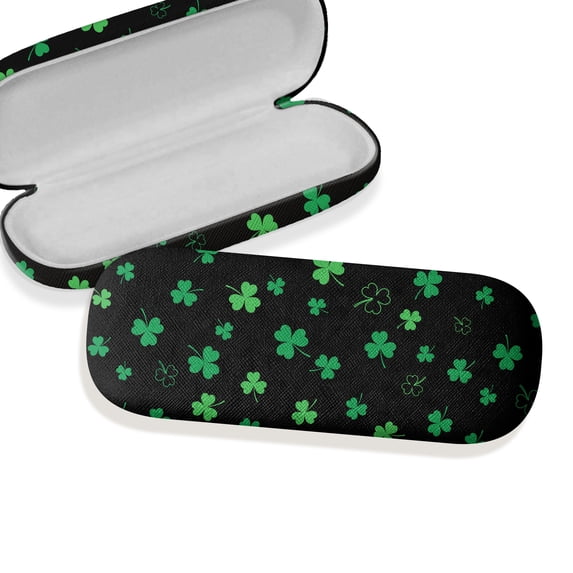 WIRESTER Durable Hard Clamshell Eyeglass Case with Microfiber Cloth - Shamrock Clover Leaves