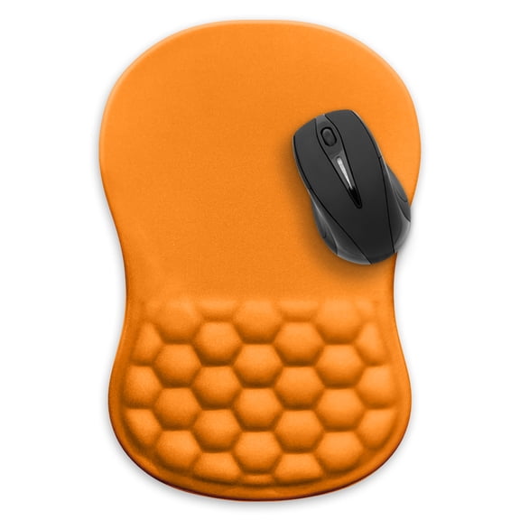 WIRESTER Ergonomic Mouse Pad with Wrist Support, Pain Relief Wrist Rest Mousepad with Massage Design & Non-Slip PU Base, 12x8 inch - Solid Orange