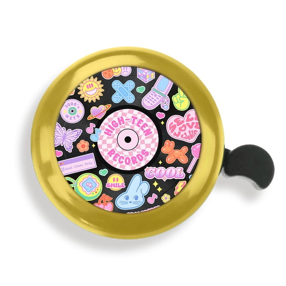 WIRESTER Gold Bicycle Bell Aluminum Alloy Mini Bike Bell With Ring Horn Accessories for Adults Men Women Kids Girls and Boys -Y2K High-Teen Records