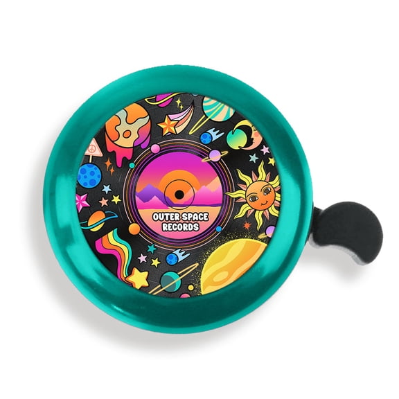 WIRESTER Green Bicycle Bell Aluminum Alloy Mini Bike Bell With Ring Horn Accessories for Adults Men Women Kids Girls and Boys -Outer Space Records