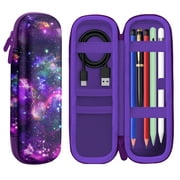WIRESTER Hard Protective Carrying Case for Apple Pencil Pro, USB-C/1st/2nd Gen, Samsung Stylus, Pen & Cable Storage Holder - Purple Nebula Galaxy