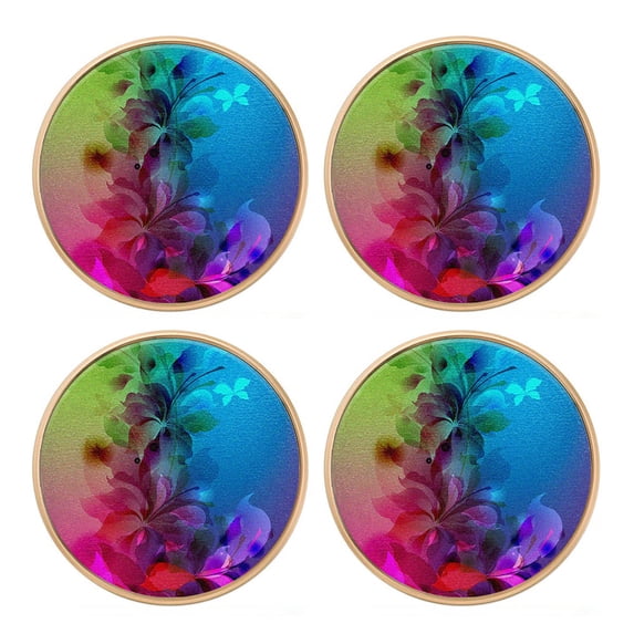 WIRESTER Heavy Duty 4pcs Set Round Cabinet Drawer Knobs Decorative Wall Hanging Hooks for Home Bathroom Bedroom Kitchen, Drawer Dresser Handles Cupboard Door Heavy Knobs - Illusory Flowers