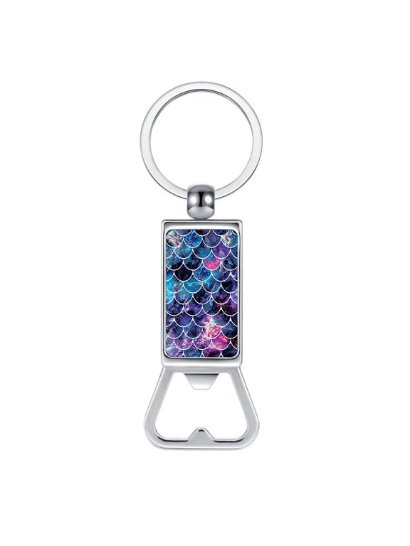 Household Kitchen Tools Keychains Metal Bottle Opener With Key Ring - Mosaic Mermaid Scale