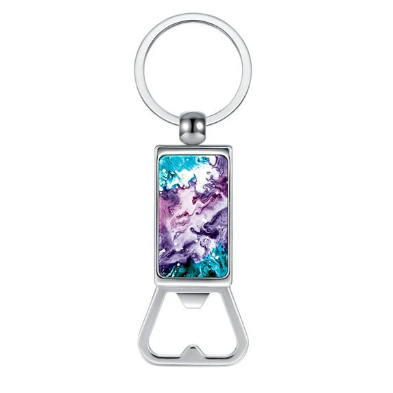 WIRESTER Household Kitchen Tools Keychains Metal Bottle Opener With Key Ring - Purple Mixed Oil Paint