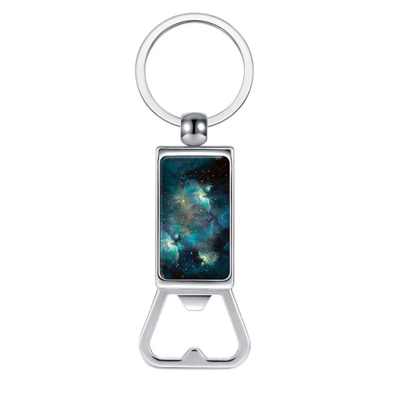 WIRESTER Household Kitchen Tools Keychains Metal Bottle Opener With Key Ring - Sky Blue Galaxy Nebula