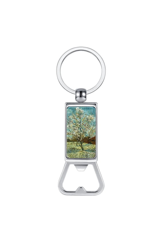 Household Kitchen Tools Keychains Metal Bottle Opener With Key Ring - The Pink Peach Tree By Vincent Van Gogh