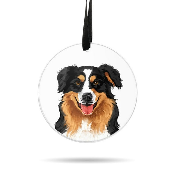WIRESTER Large 3 inch Acrylic Ready to Hang Ornament, Hanging Ornaments for Christmas Tree Holidays Party Home Office Xmas Tree Decoration Gift - Black Aussie Australian Shepherd Dog