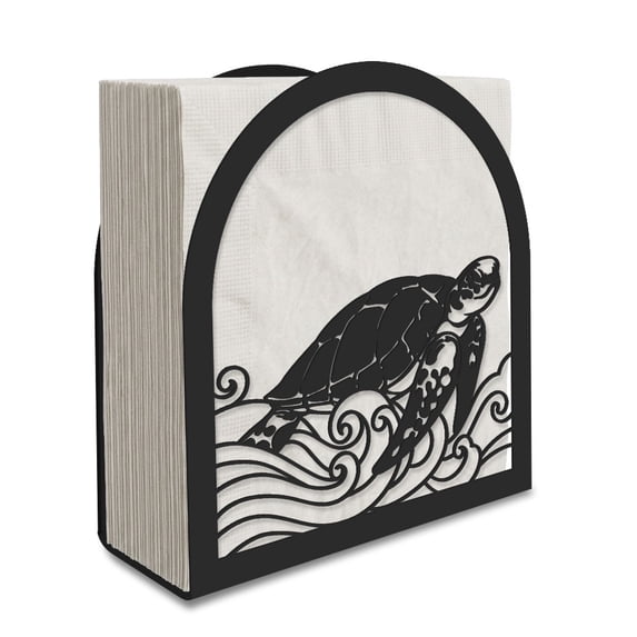 WIRESTER Metal Napkin Holder for Table, Freestanding Paper Napkin Stand for Kitchen, Dining, Restaurant & Parties - Sea Turtle