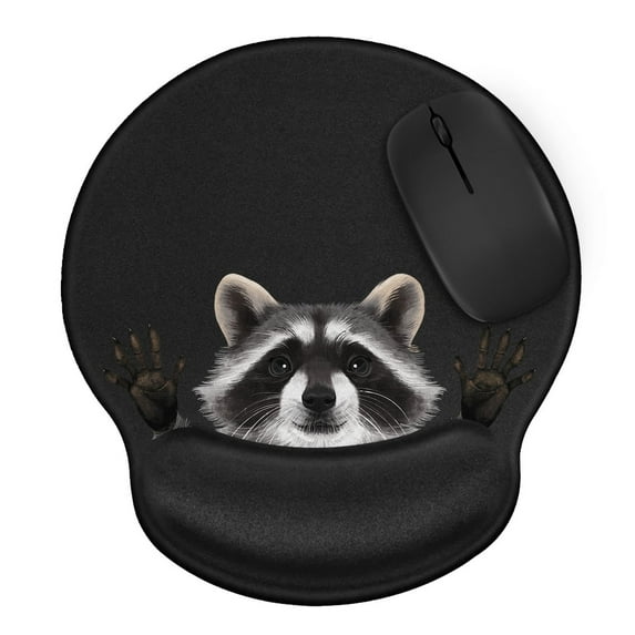 WIRESTER Mouse Pad Wrist Rest Support Cushion, Raccoon Hands Out