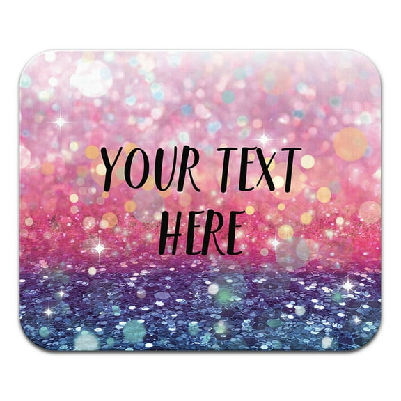 WIRESTER Personalized Rec Mousepad With Your Text Customized Your Name on Gliter Pink Blue Background for Home, Office, and Gaming Desk, Non-Slip Rectangle Mousepad 8.66"x7.08"