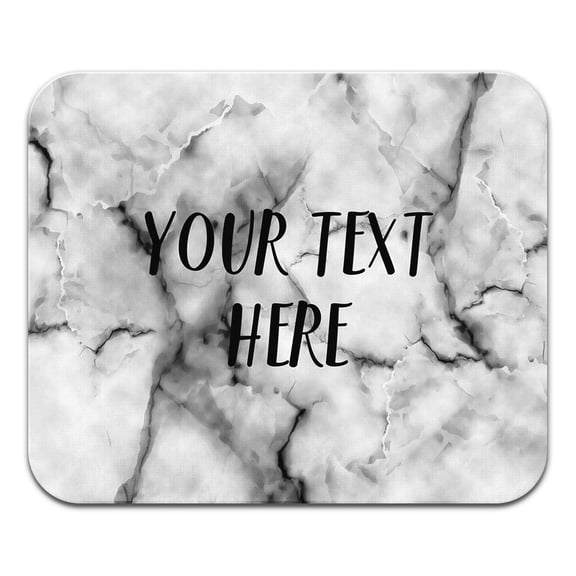 WIRESTER Personalized Rec Mousepad With Your Text Customized Your Name on Gray White Marble Background for Home, Office, and Gaming Desk, Non-Slip Rectangle Mousepad 9.5"x7.88"