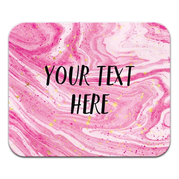 WIRESTER Personalized Rec Mousepad With Your Text Customized Your Name on Pink Marble Background for Home, Office, and Gaming Desk, Non-Slip Rectangle Mousepad 8.66x7.08x0.12 in