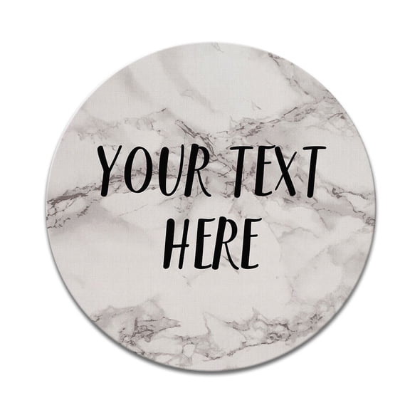 WIRESTER Personalized Round Mousepad with Your Text Customized Your Name on Cream Stone Marble Background for Home, Office, and Gaming Desk, Non-Slip Circle Mousepad 7.88x0.12 in