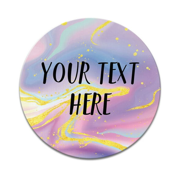WIRESTER Personalized Round Mousepad with Your Text Customized Your Name on Gold Pastel Purple Pink Marble Pattern for Home, Office, and Gaming Desk, Non-Slip Circle Mousepad 7.88"