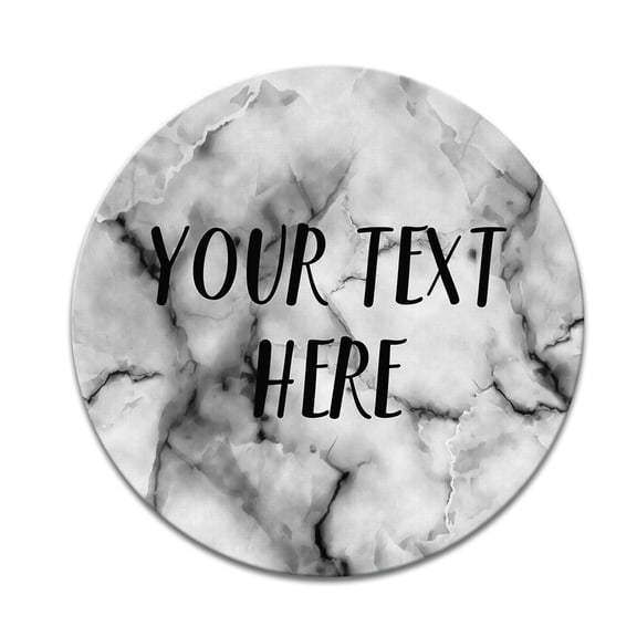 WIRESTER Personalized Round Mousepad with Your Text Customized Your Name on Gray White Marble Background for Home, Office, and Gaming Desk, Non-Slip Circle Mousepad 7.88x0.12 in